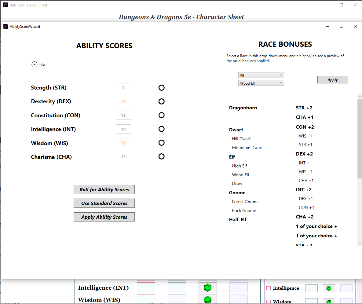 Screenshots from the Dungeons & Dragons Character Sheet App