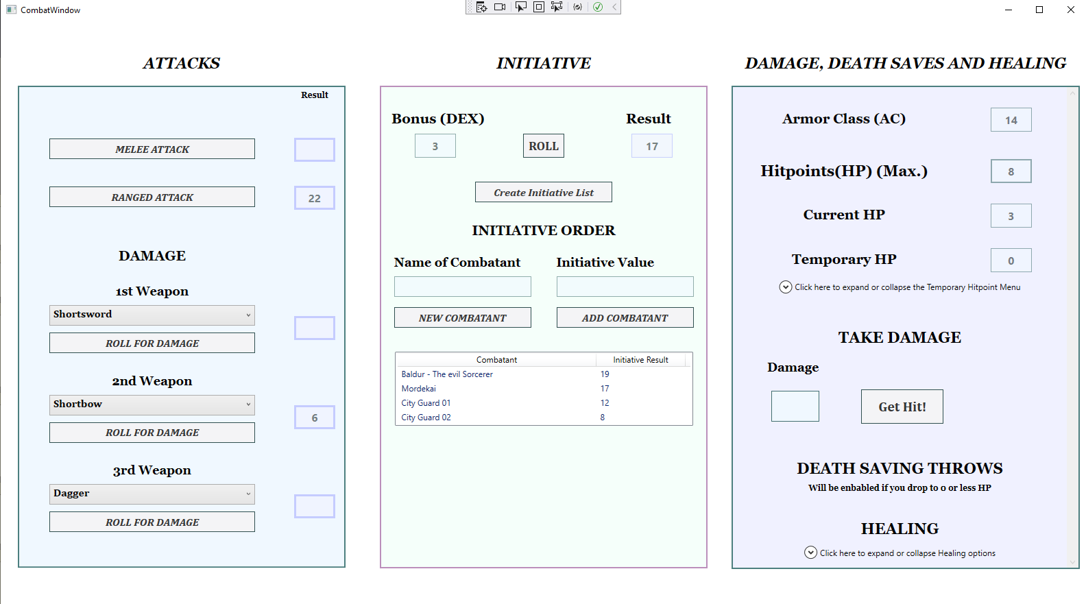 Screenshots from the Dungeons & Dragons Character Sheet App