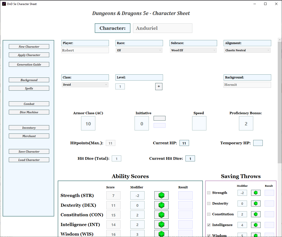 Screenshots from the Dungeons & Dragons Character Sheet App