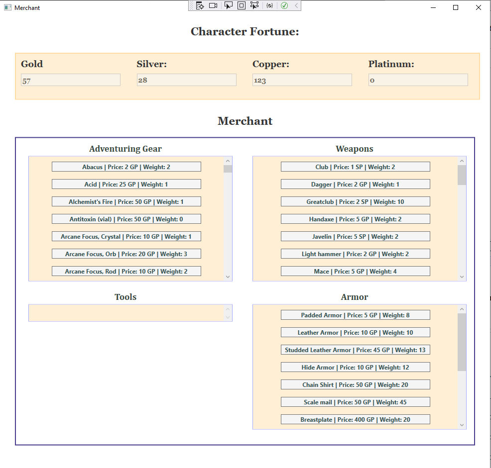 Screenshots from the Dungeons & Dragons Character Sheet App